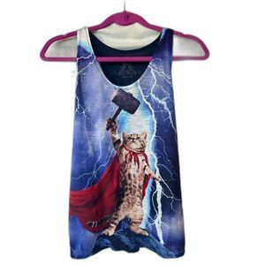 Marvel Thor Cat Superhero Navy and Purple Tank Top